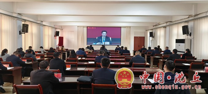 市“两会”党员会议召开 我县市人大党员代表、市政协党员委员在沈丘分会场参加会议.jpg